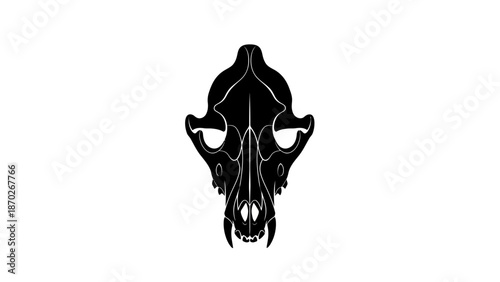 Black silhouette of a boar skull on white background