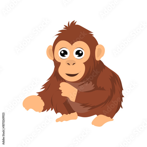 cute baby orangutan playing in jungle . character orangutan vector