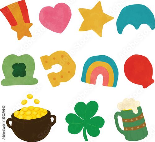 Colorful Hand Drawn Lucky Charms for St. Patrick's Day