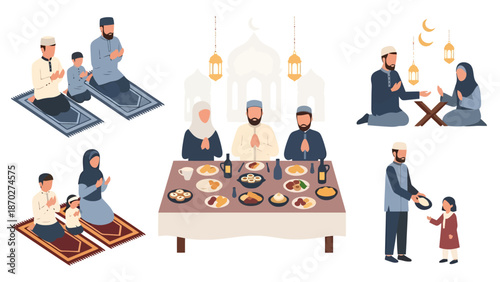 Muslim Family Celebrating Religious Traditions and Community Gatherings