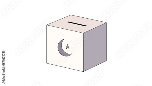 Ballot Box with Crescent Moon and Star Symbol for Islamic Electoral Process