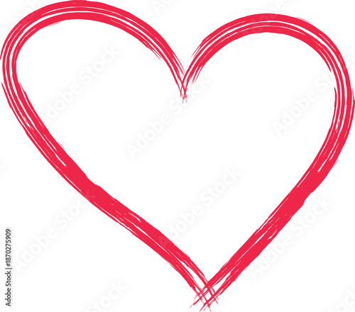 Hand Drawn Red Heart Illustration Expressing Love, Emotional Wellness, Mental Health and Romantic Lifestyle Concept