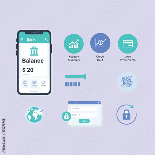 Digital banking interface vector elements.eps