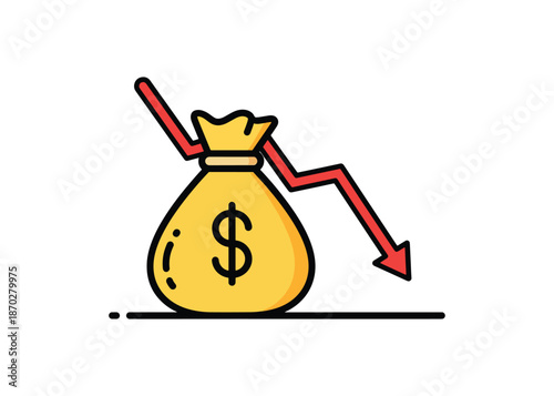 Economic Recession and Financial Decline Vector – Market Loss Downward Trend