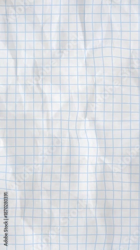 Crumpled graph paper unfolding stop motion animation for education and school texture background.