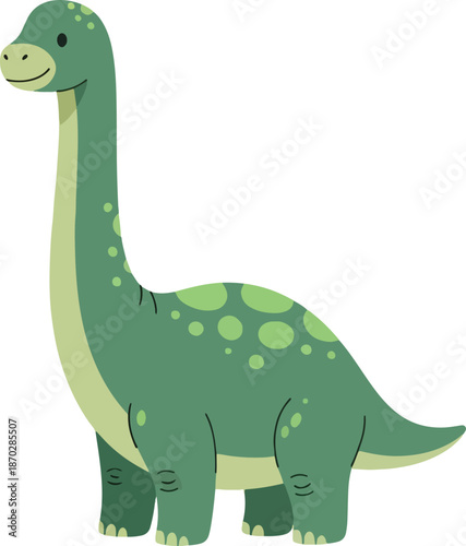 Cartoon illustration of a green longnecked planteating dinosaur