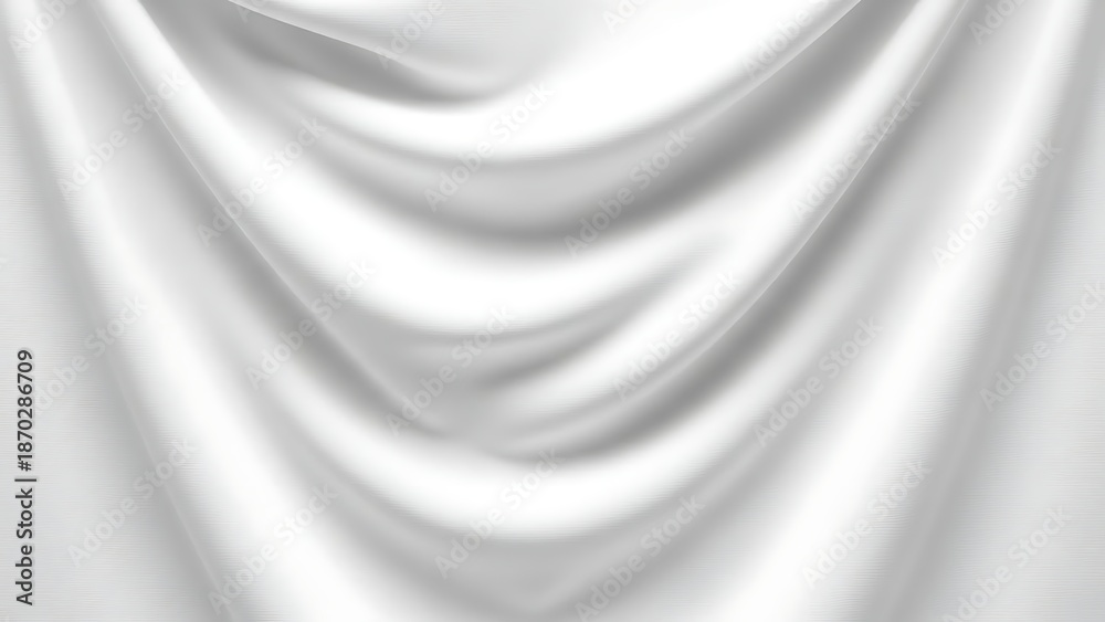 Fototapeta premium White satin fabric with smooth folds and creases, elegant drapery texture