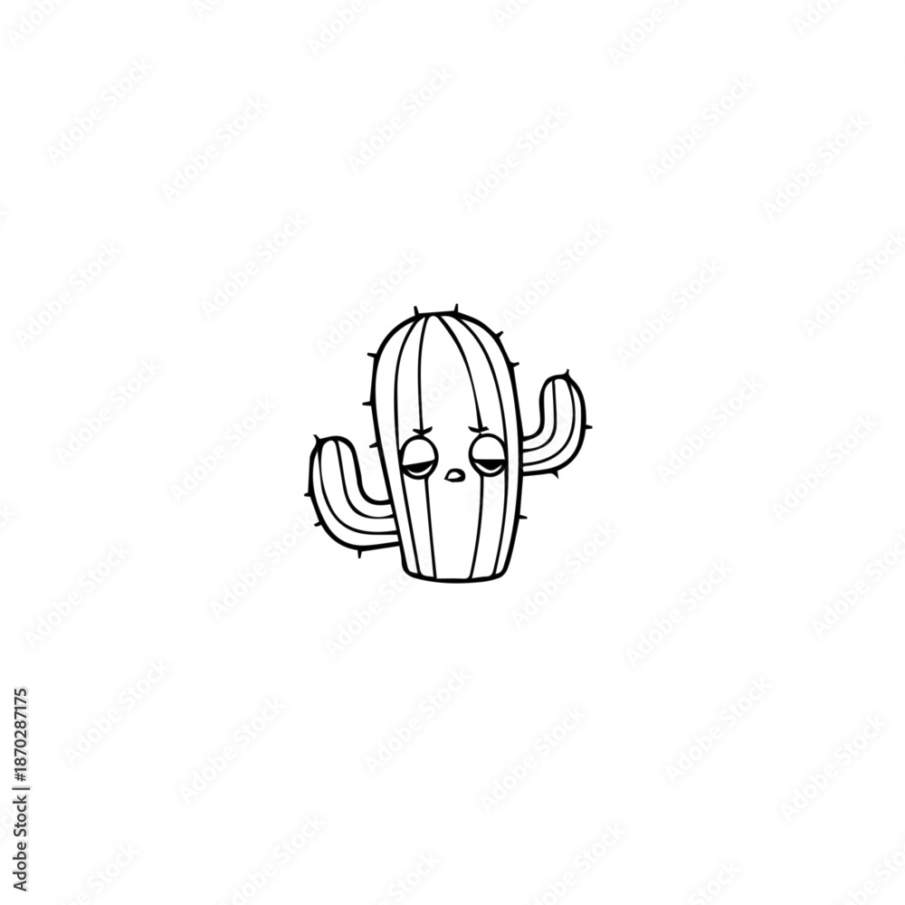 Fototapeta premium Sad Cactus Cartoon