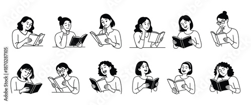 Joyful women reading books, celebrating literature, learning, and quiet moments