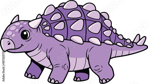 Cartoon purple armored dinosaur with bumpy back and short legs