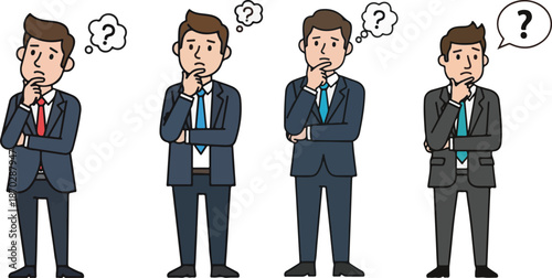 Businessman Problem Solving Business Character, Thinking Creative Solution Concept, Flat Cartoon Illustration Style