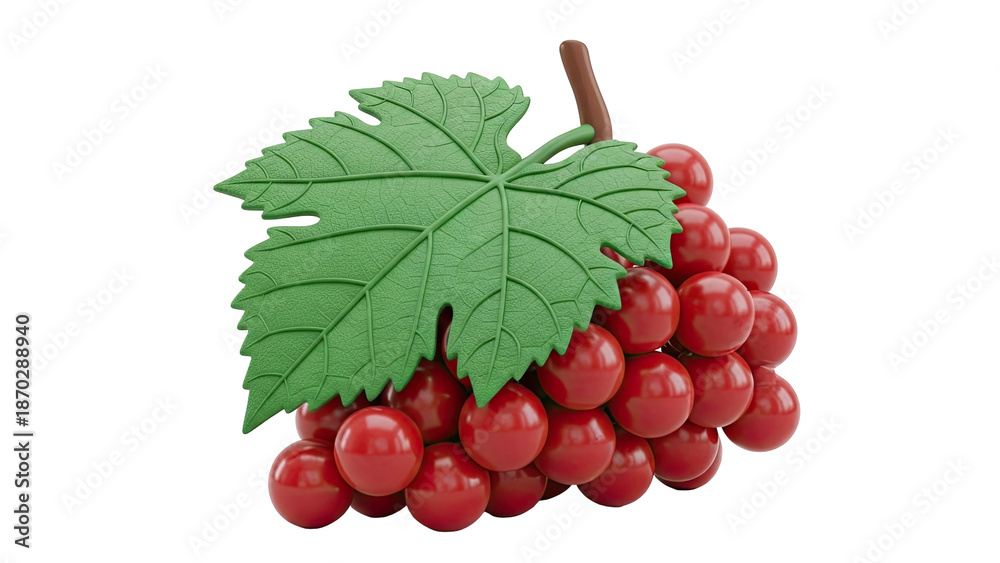 Fototapeta premium Red Grapes with Green Leaf