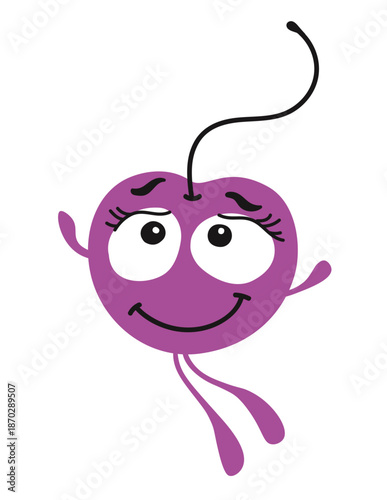 Happy Cherry Cartoon Character Flat Vector Illustration