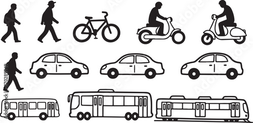 Transportation icons for urban planning and design concepts