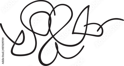 Black scribble art on white background closeup