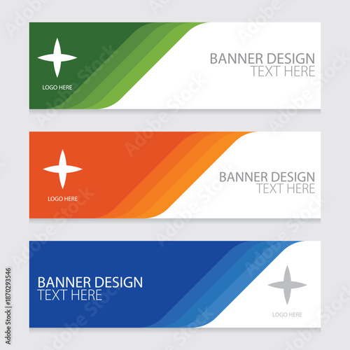 Green and orange abstract business banner set