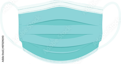 Medical face mask vector illustration protective surgical mask for healthcare hygiene safety virus prevention isolated flat design icon