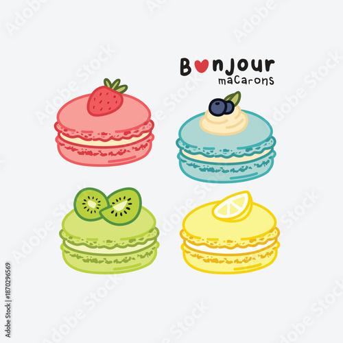 Sweet Assortment of Hand-Drawn Fruit Macarons
