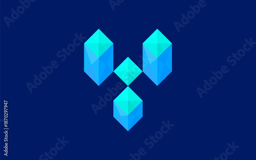 A luxurious and distinctive Y-shaped logo made from geometric shapes inspired by precious stones. The design is elegant, sophisticated and exclusive, ideal for high-end brands or premium services.