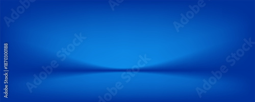 Blue navy studio room. Limbo dark background. Abstract 3d backdrop for product presentation. Minimal wall scene. Showcase, promotion display. Vector stage mockup illustration