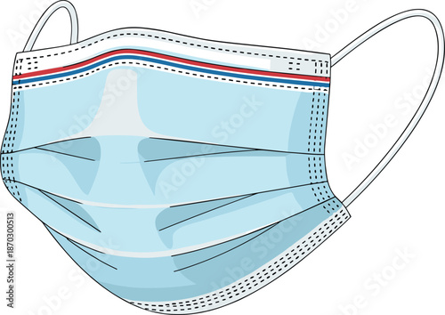Medical face mask illustration showing disposable protective surgical mask for healthcare safety hygiene isolated on white background vector design