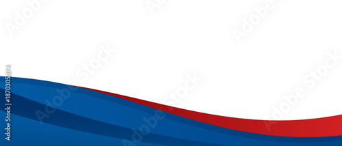 Modern abstract banner featuring smooth layered waves in blue and red colors, ideal for corporate headers, presentations, and marketing layouts.
