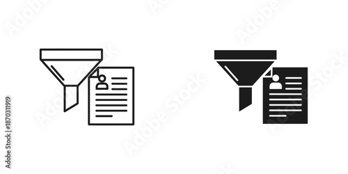 Black and white funnel with document paper