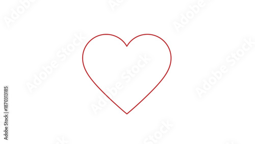 Minimalist Red Heart Outline on White Background