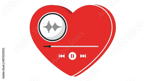 Heart-shaped music player icon with play and pause controls