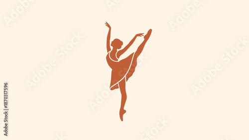 Elegant Ballet Dancer Silhouette Performing Graceful Pose.