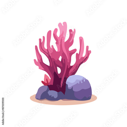 BeautifulPink and purple color coral reef.  underwater coral reef design vector