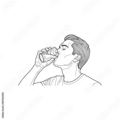 Man Drinking from a Glass with a Refreshing Beverage