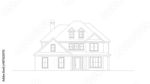 Front view of a modern house with gabled roof