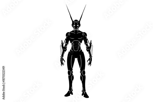 Striking Silhouette of a Futuristic Robotic Insectoid Creature in Sharp Outline