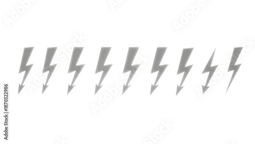 Collection of gray lightning bolt symbols on white background