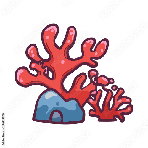 Pink and green seaweed and coral reef