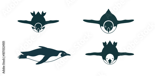 Collection of Stylized Penguin Illustrations in Various Poses
