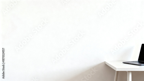 Foto Workspace on Right Edge with Large Empty Space for Text, Modern Office, left emp