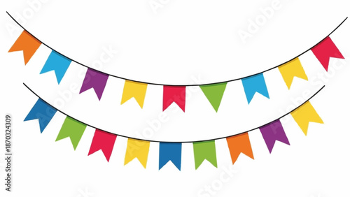Colorful Party Bunting Flags Hanging on a String.
