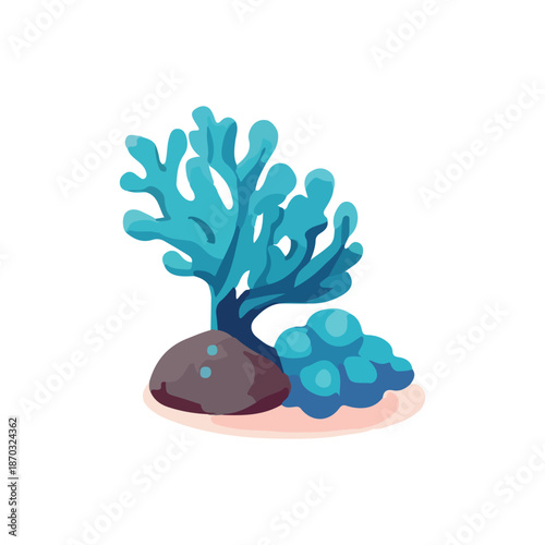 beautiful coral reef watercolor with many types 