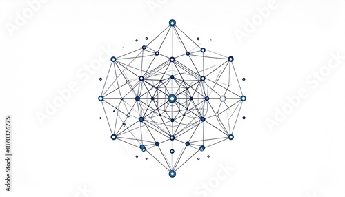 Intricate abstract geometric structure with interconnected lines and nodes, representing a complex mathematical or scientific concept.