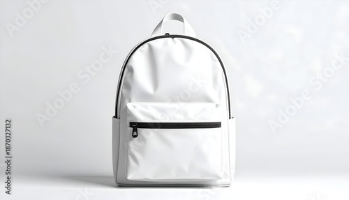 Front view school backpack mockup with blank surface, perfect for logo placement, branding presentation, education product design, and commercial advertising use.