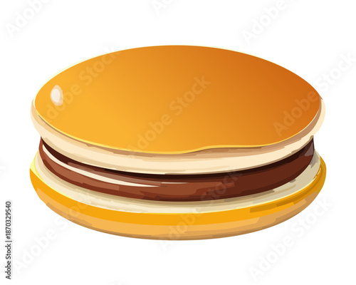 Delicious chocolate pancake sandwich or dorayaki with sweet filling for dessert and snack time treat - Vector Illustration
