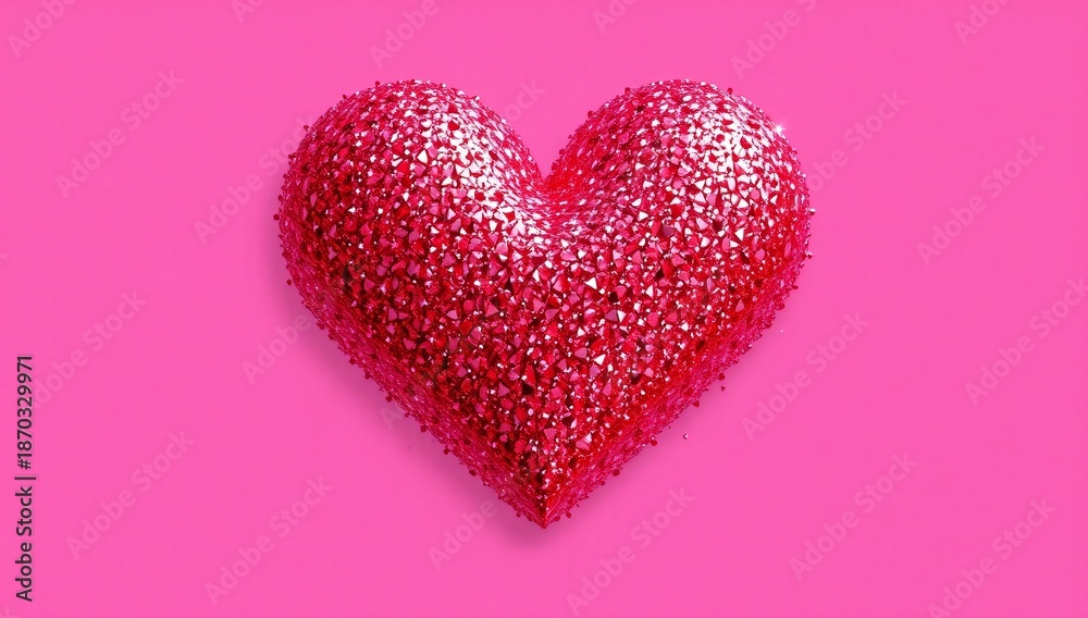 Obraz premium Shimmering red heart on pink background