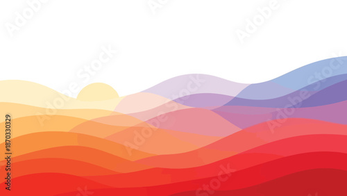 Abstract wavy line landscape with vibrant colors in EPS format, featuring a stylized graphic design with smooth curves and blended hues on a white background.