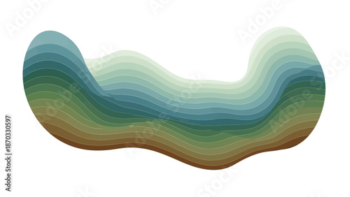 A colorful abstract wavy line landscape in EPS format with smooth, gradient-like transitions of blue, green, and brown hues against a clean white background.