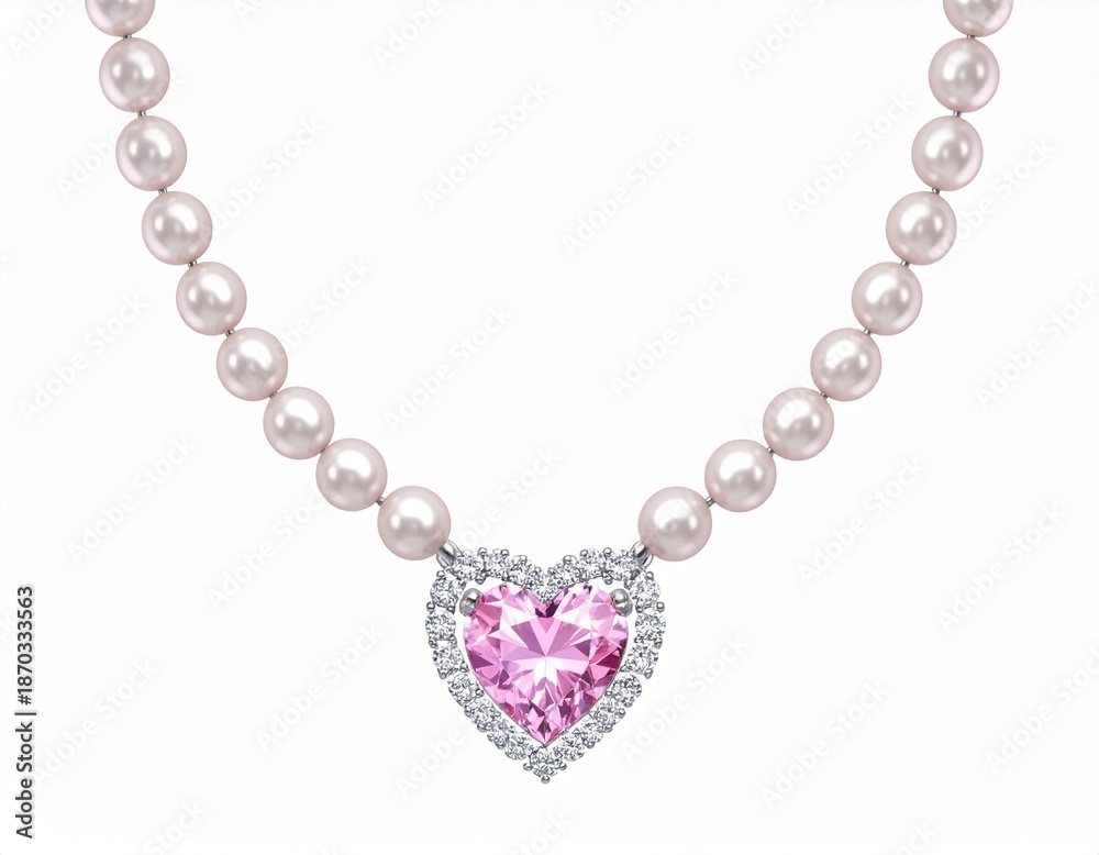 Obraz premium pearl necklace on white background