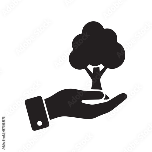Hand holding a tree symbolizing growth and care for the environment