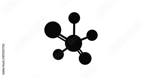 Abstract black shape resembling a molecular structure with interconnected nodes silhouette