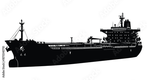 Detailed black ship illustration with prominent features a captivating maritime silhouette